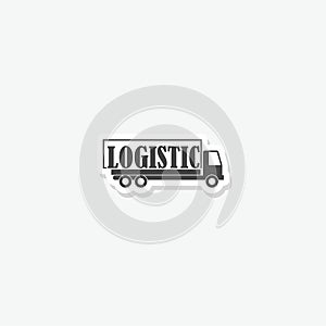 Logistic truck logo sticker isolated on gray background