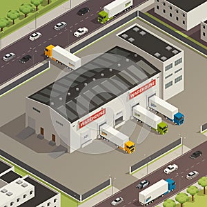 Logistic Trucking Isometric Illustration