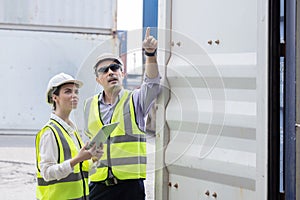 Logistic Worker Open the Cargo Container Door th Check for Goods