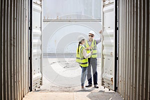 Logistic Worker Open the Cargo Container Door th Check for Goods