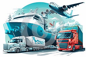 Logistic, worldwide shipping and Fright transportation concept. global business logistic import export by airplane