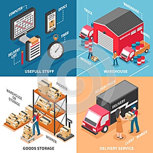 Logistics 2x2 Isometric Design Concept