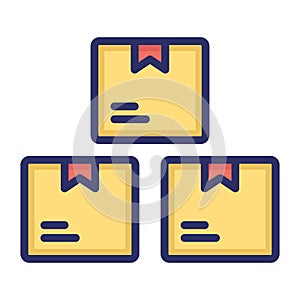 Logistics, boxes, cargo goods, stock fully editable vector icon photo
