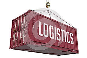 Logistics - burgundy Hanging Cargo Container.