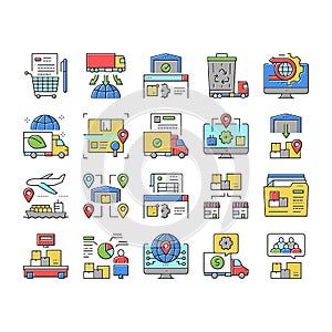 Logistics Business Collection Icons Set Vector Illustration .