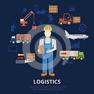 Logistics business flat vector concept delivery shipment