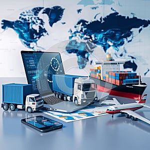 Logistics cargo shipping supply chain still life
