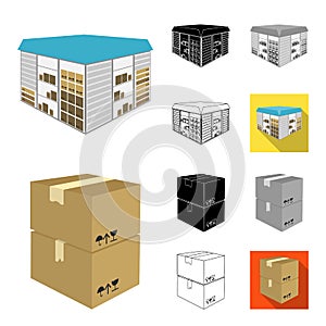 Logistics and delivery cartoon,black,flat,monochrome,outline icons in set collection for design. Transport and equipment