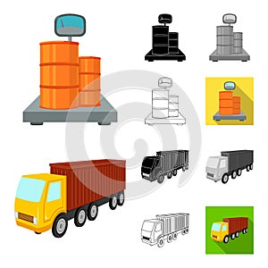 Logistics and delivery cartoon,black,flat,monochrome,outline icons in set collection for design. Transport and equipment