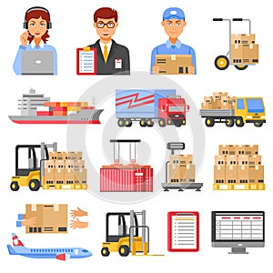 Logistics And Delivery Decorative Icons Set