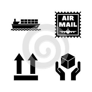 Logistics, Delivery, Shipping. Simple Related Vector Icons