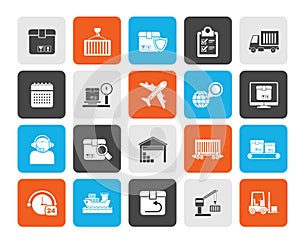 Logistics, delivery, transportation and cargo icons