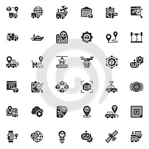 Logistics and Delivery vector icons set