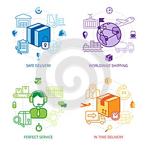 Logistics Design Line Icons Set