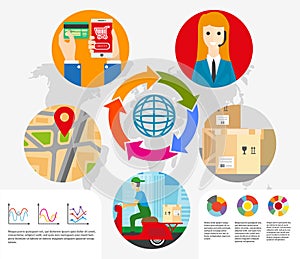 Logistics or express delivery vector infographics template