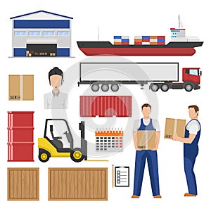 Logistics Flat Elements Set