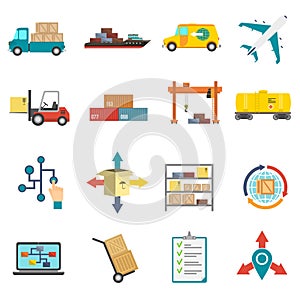 Logistics Flat Icons Set