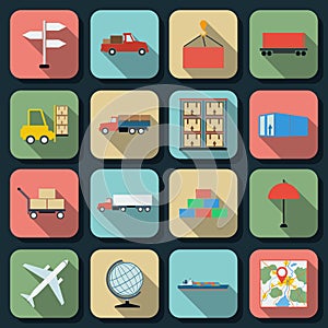 Logistics flat vector icons