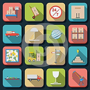 Logistics flat vector icons