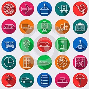 Logistics flat vector icons