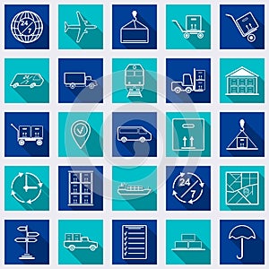 Logistics flat vector icons