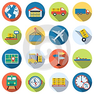 Logistics flat vector icons