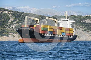 Logistics and freight transportation, cargo ship