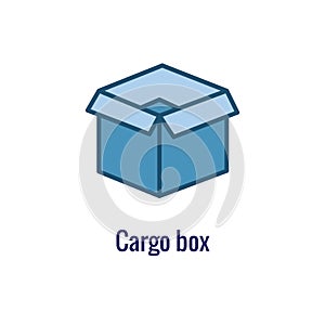 Logistics icon - open shipping box  and folded sides