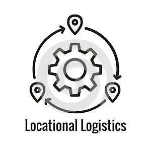Logistics icon showing movement - one place to the next