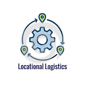 Logistics icon showing movement - one place to the next