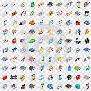 100 logistics icons set, isometric 3d style