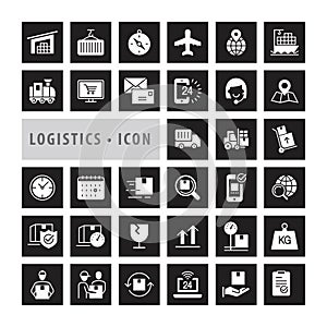 Logistics icons set, Square botton icons modern design style