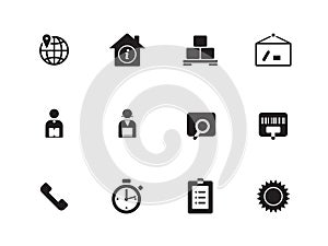 Logistics icons on white background.