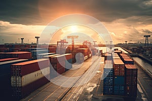 The logistics of international container cargo are shipping to the container yard. Generative AI