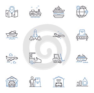 Logistics line icons collection. Transportation, Supply Chain, Distribution, Storage, Inventory, Shipping, Warehousing