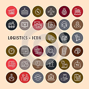 Logistics Linear icons set, Circle botton icons modern design