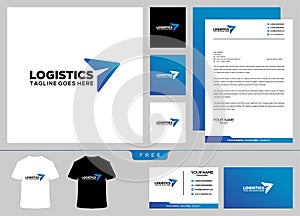 Logistics logo design template and business card
