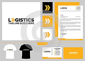 Logistics logo design template and business card express delivery