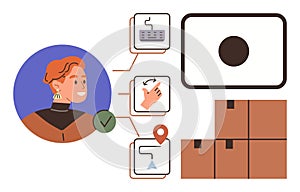 Logistics Management Process with Delivery Workflow and Packaging System Visualization