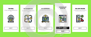 logistics manager warehouse onboarding icons set vector