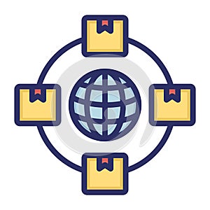 Logistics network, global network, logistics, communication fully editable vector icon photo