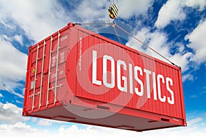 Logistics - Red Hanging Cargo Container.
