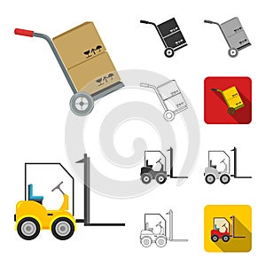 Logistics service cartoon,black,flat,monochrome,outline icons in set collection for design. Logistics and equipment