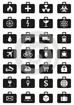 Logistics services around the world icons set