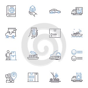 Logistics services line icons collection. Warehousing, Transportation, Distribution, Shipping, Freight, Supply chain