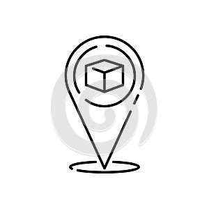 Logistics and Shipping box line icons. Delivery cargo. Drop location