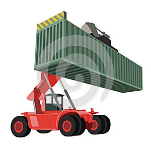 logistics and shipping of container truck at ship port for business Container Cargo ship and cargo plane with crane bridge working