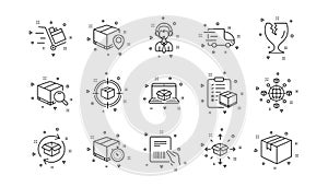 Logistics and Shipping line icons. Truck Delivery, Checklist and Parcel tracking. Linear icon set. Vector