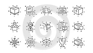 Logistics and Shipping line icons. Truck Delivery, Checklist and Parcel tracking. Linear icon set. Vector