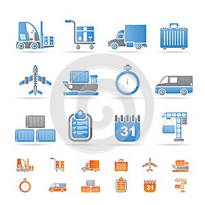 Logistics, shipping and transportation icons